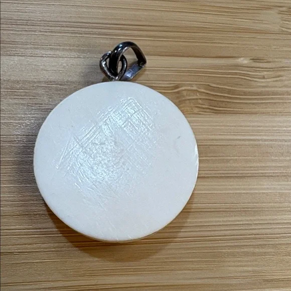 Vintage White enamel Moon Face Pendant - Picture 2 of 3